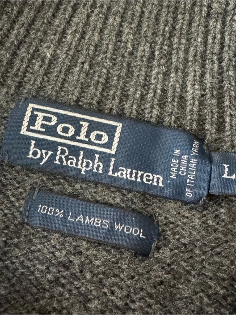 Polo Ralph Lauren Men's Charcoal Quarter-Zip Wool Sweater Size Large